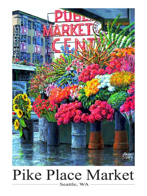Pike Place Flower poster 18 x 24, from a painting by Seattle artist Ed Newbold