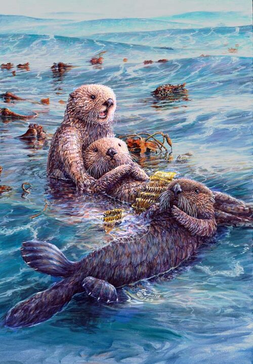 #669 Sea Otters (9 x 12) fits 11 x 14 mat