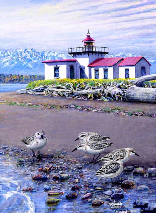 #816 Sanderlings at Westpoint (18 x 24) (vert.)