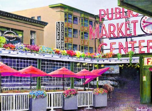 #613 Pike Place Parasols (9 x 12)