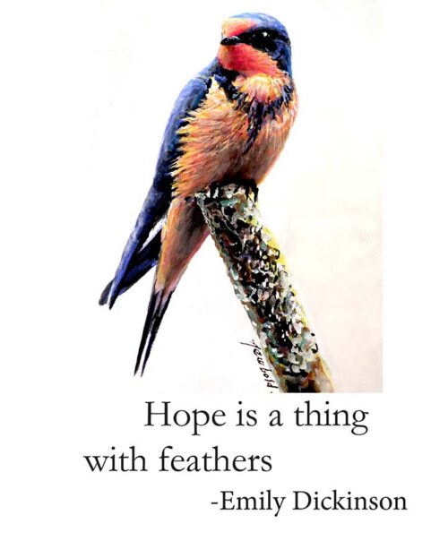 #748 Hope is a thing with feathers (Emily Dickinson) (Barn Swallow)(8 x 10) (fits 9 x 12 mat)
